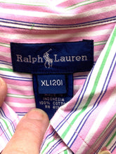 Load image into Gallery viewer, Ralph Lauren Shirt Youth Extra Large Pink Green Stripes Button Down Boys
