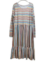 Load image into Gallery viewer, Marie Nicole Dress Womens 3XL XXXL Tan Blue Striped Tiered Lagenlook Maxi

