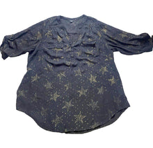 Load image into Gallery viewer, Torrid Shirt Womens 3 3X Black Gold Star Georgette Harper Tunic Blouse Plus Lady
