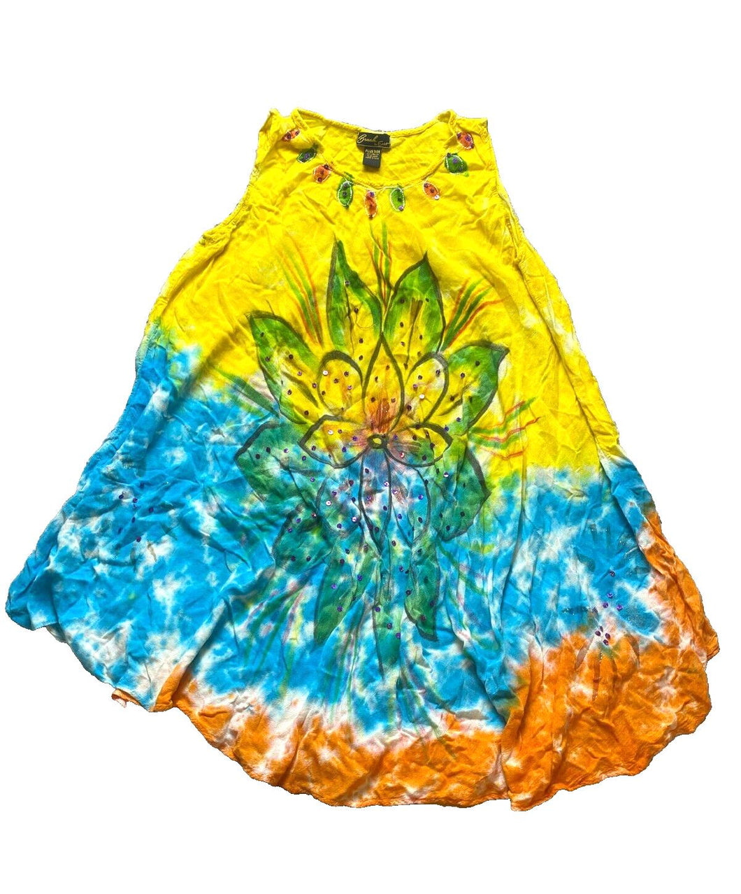 Beach By Exist Dress Womens 1X Colorful Hippie Boho Gauze Beach Cover Up Plus