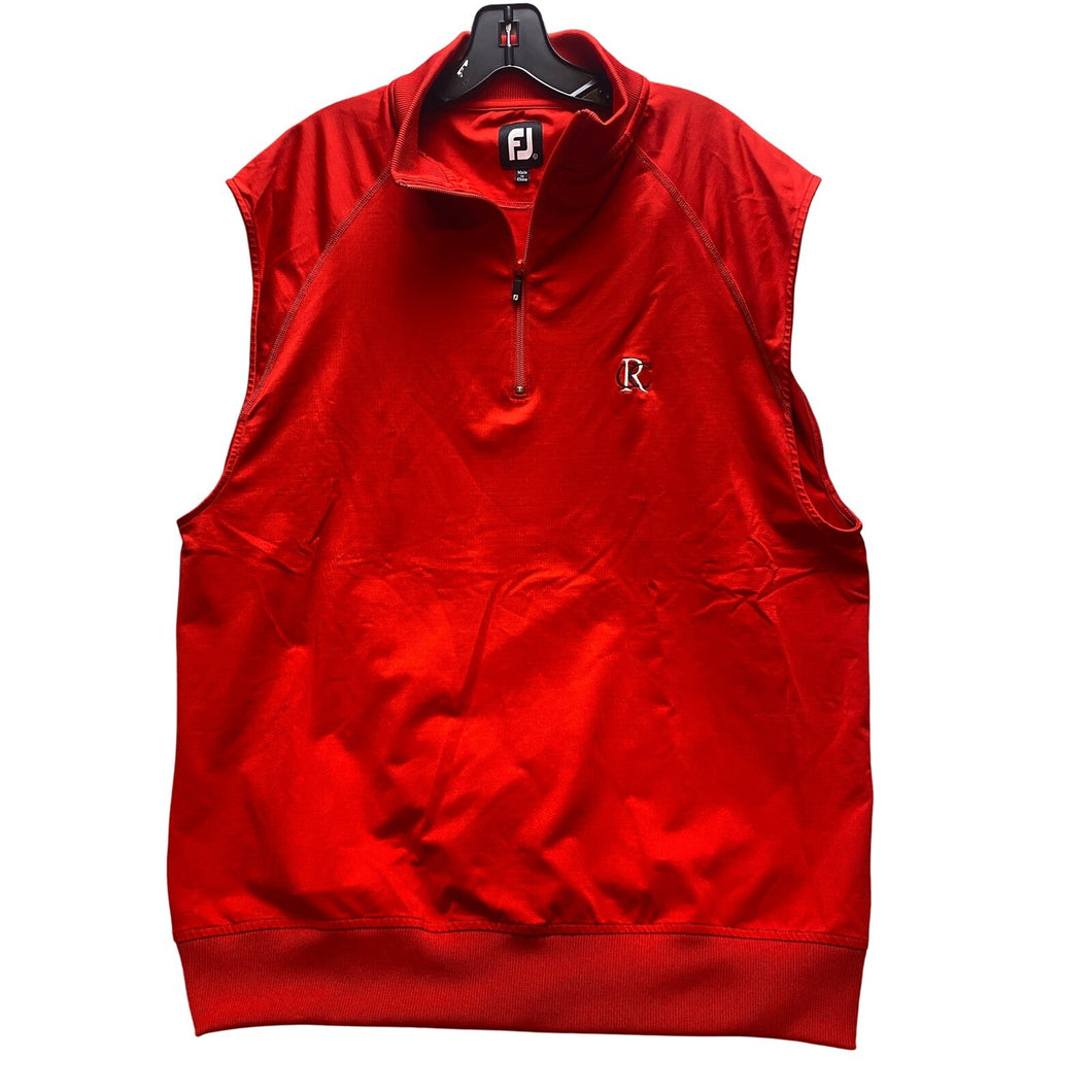 FootJoy Vest Mens Large Red Quarter Zip Golf Performance Spandex Embroidery