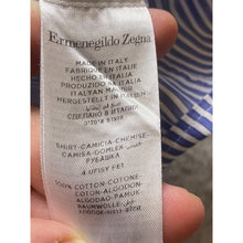 Load image into Gallery viewer, Ermenegildo Zegna Shirt Mens Extra Large Blue &amp; White Striped Button Down Italy
