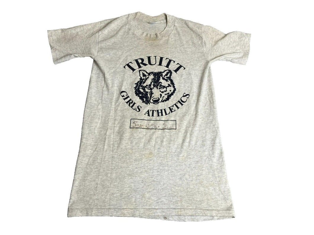 VTG TRUITT Shirt Womens Small Gray Girls Athletics Single Stitch Sportswear 70s