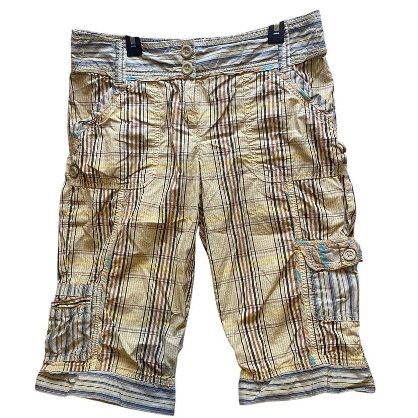 Anthropolgie Ett:Twa Shorts Womens 6 Plaid Patchwork Casual Cargo Pockets Ladies