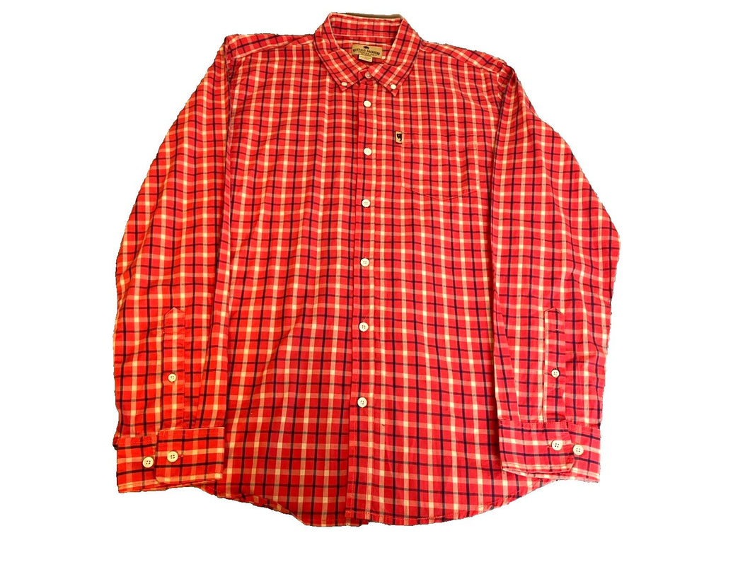 Buffalo Jackson Trading Co Shirt Adult Medium Red Plaid Button Up Casual Mens