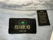 Load image into Gallery viewer, Red Head Shirt Adult 3XL XXXL Light Blue Denim Embroidered Bass Fish Pocket Mens
