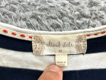 Load image into Gallery viewer, Anthropologie Altar’d State Shirt Womens Medium Navy White Embroidered Overlay
