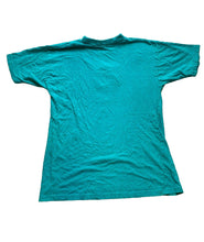 Load image into Gallery viewer, VTG Nassau Bahamas Shirt Womens Large Teal Green Embroidered Beach Tiki Huts 90s
