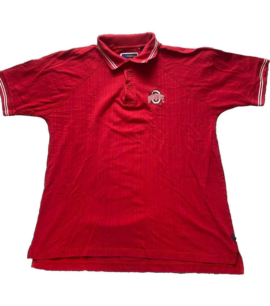 Ohio State Buckeyes Shirt Adult Large Red Preppy NCAA Polo Holloway Mens