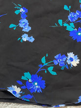 Load image into Gallery viewer, Calvin Klein Shirt Womens Large Black Blue AOP Floral Boho Lined Blouse Boxy
