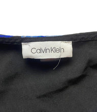Load image into Gallery viewer, Calvin Klein Shirt Womens Large Black Blue AOP Floral Boho Lined Blouse Boxy
