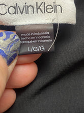 Load image into Gallery viewer, Calvin Klein Shirt Womens Large Black Blue AOP Floral Boho Lined Blouse Boxy
