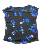 Load image into Gallery viewer, Calvin Klein Shirt Womens Large Black Blue AOP Floral Boho Lined Blouse Boxy
