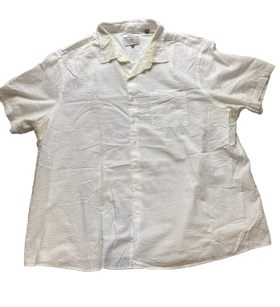 Oak Shirt Adult 3XL XXXL White Cool & Dry Seersucker Button Up Casual Mens