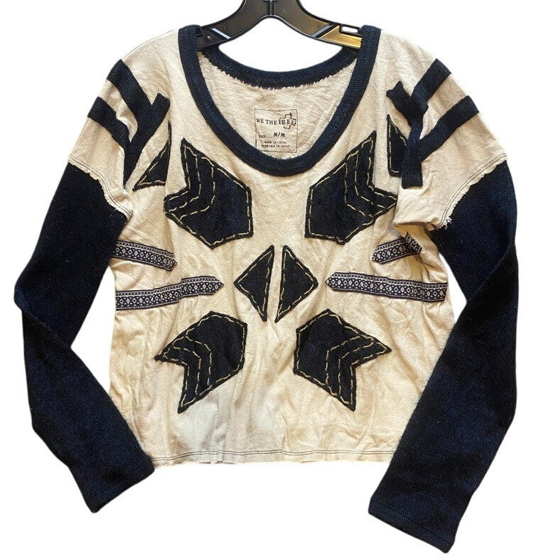 We The Free Free People Shirt Womens Medium Drop Shoulder Oversized Patches Lady