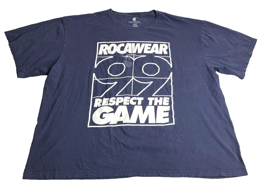 Rocawear Shirt Adult 4XB Navy Blue Respect The Game Urbanwear Hip Hop Baggy Mens