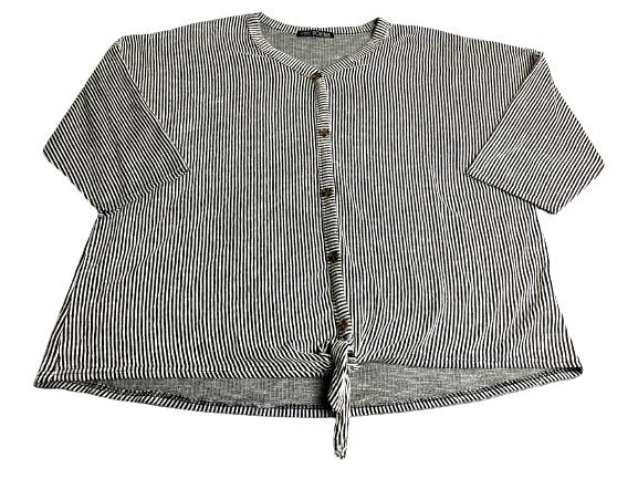 Storybuk Shirt Womens 3XL XXXL Black White Oversized Button Up Tie Blouse Ladies