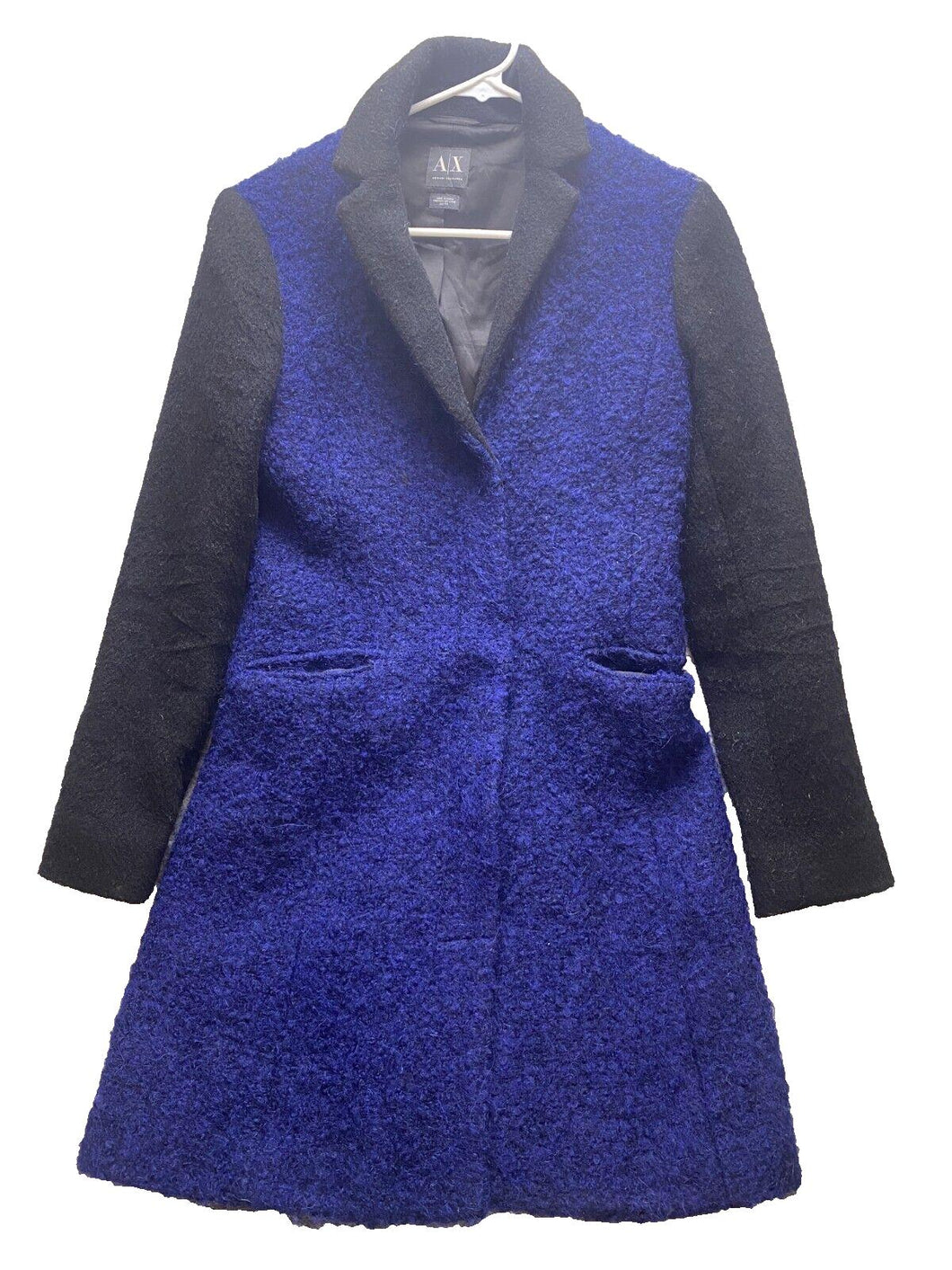 Armani Exchange Coat Women Extra Small Wool Alpaca Long Snap Front Ladies