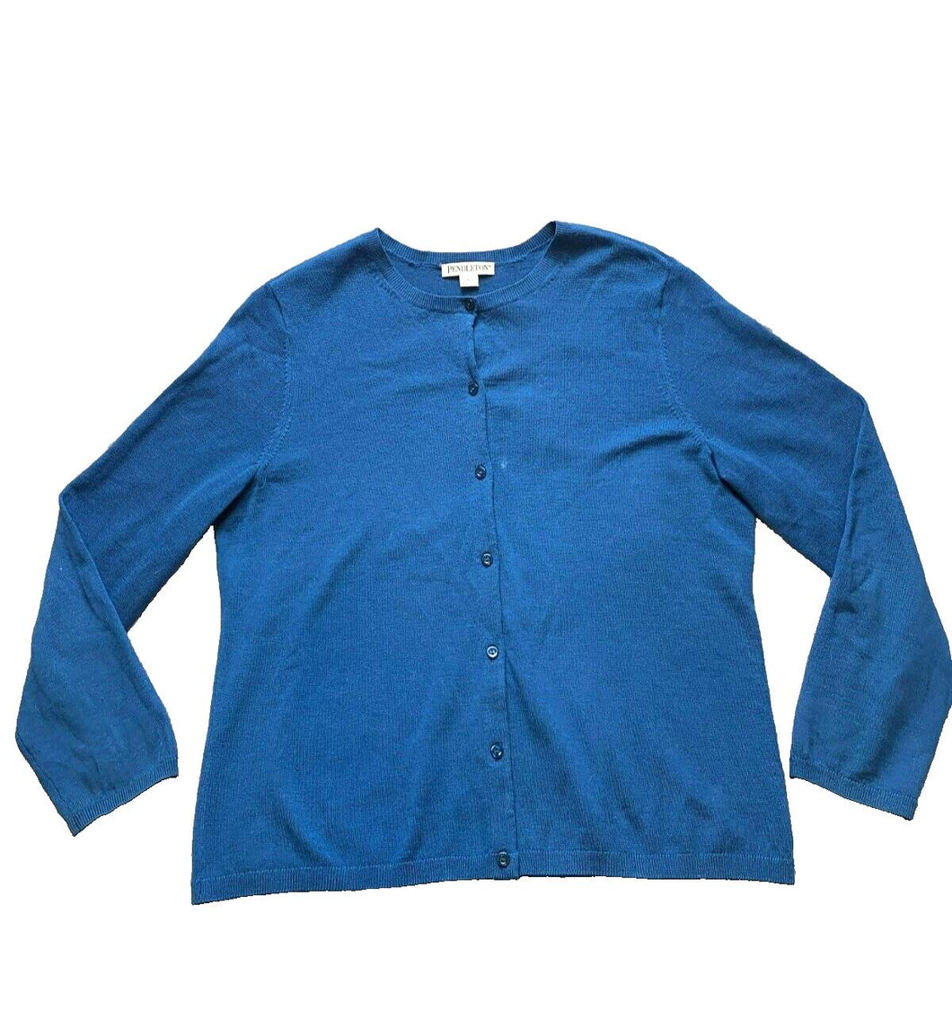 Pendleton Sweater Womens Extra Large Turquoise Blue Merino Wool Cardigan Ladies