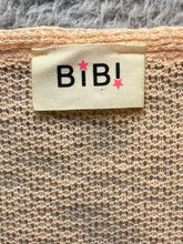 Load image into Gallery viewer, Bibi Sweater Womens Large Peach Wine Colorblock V-neck Open Knit Lightweight USA
