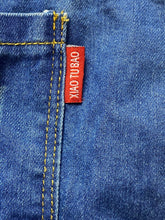 Load image into Gallery viewer, Xiao Tu Bao Overalls Womens 170 Small Blue Denim Shortalls Short Denim Bib NWT
