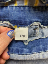 Load image into Gallery viewer, Xiao Tu Bao Overalls Womens 170 Small Blue Denim Shortalls Short Denim Bib NWT
