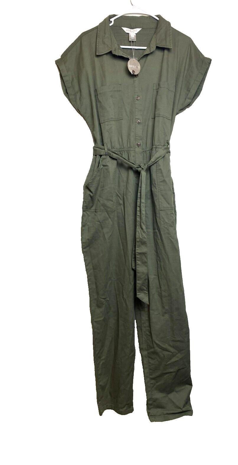 Apricot Jumpsuit Womens Large Army Green Belted Romper Pants MSRP $105 NWT