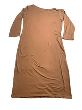 Load image into Gallery viewer, Yelete Dress Womens 2XL XXL Brown Solid Spandex Stretch Midi Lagenlook Ladies
