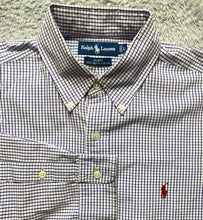 Load image into Gallery viewer, Ralph Lauren Shirt Adult Large Purple Blake Grid Checkered Red Pony Casual Mens
