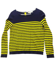 Load image into Gallery viewer, Boden Sweater Womens Small Navy Yellow Cashmere Stripes Button Up Cardigan Lady

