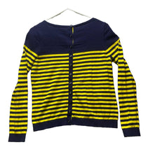 Load image into Gallery viewer, Boden Sweater Womens Small Navy Yellow Cashmere Stripes Button Up Cardigan Lady
