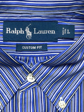 Load image into Gallery viewer, Ralph Lauren Shirt Adult Large Blue Striped Custom Fit Button Up Casual Mens
