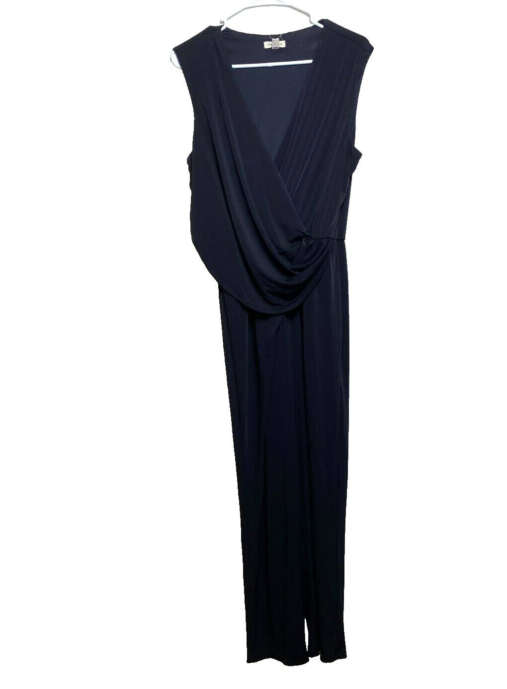 Anthropologie Silence Noise Jumpsuit Womens Medium Black Wrap Plunge V-Neck USA