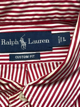 Load image into Gallery viewer, Ralph Lauren Shirt Adult Large Red Striped Custom Fit Blue Pony Casual Mens
