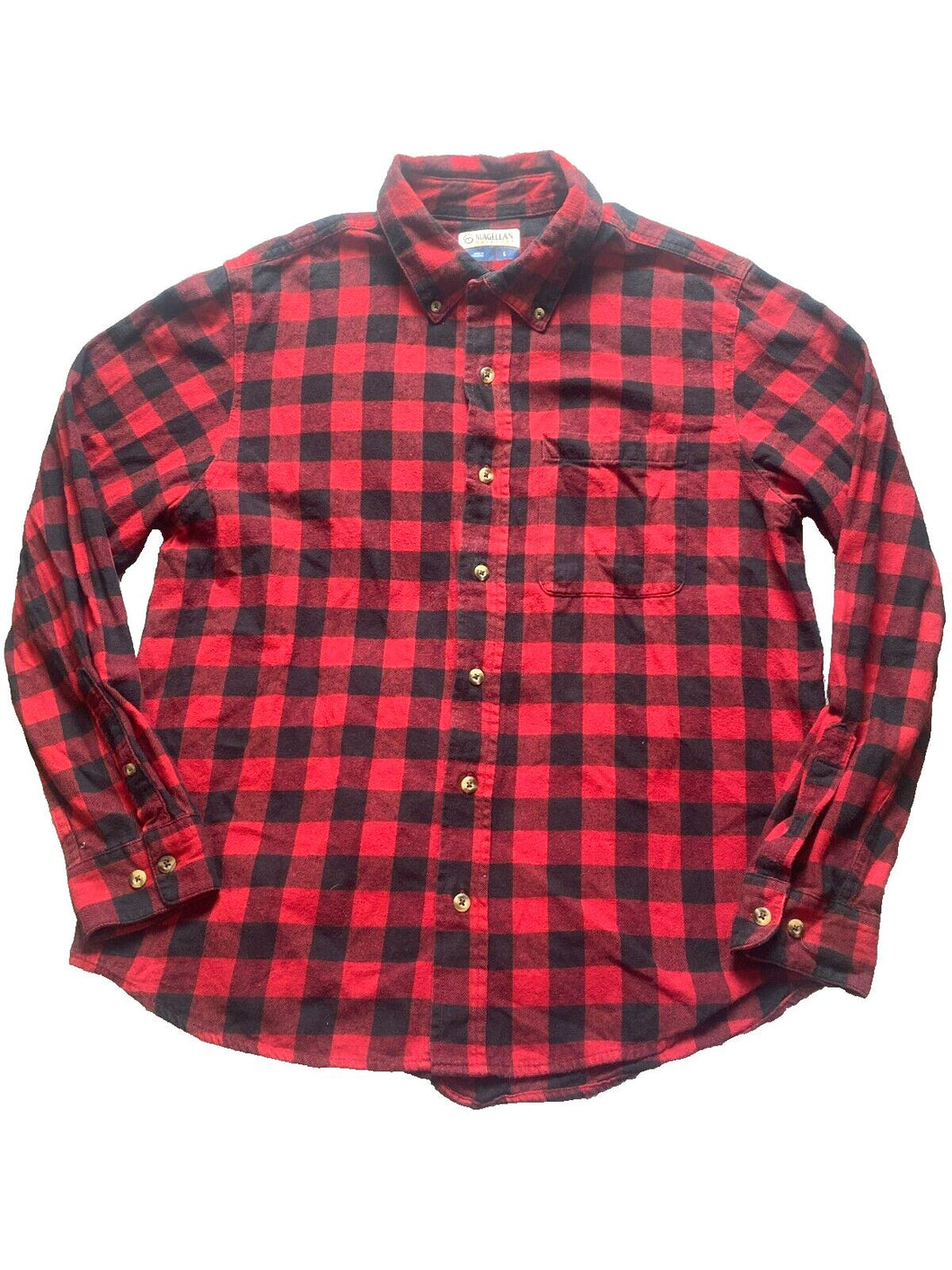 Magellan Shirt Adult Large Button Up Long Sleeve Flannel Buffalo Plaid Camp Mens