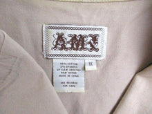 Load image into Gallery viewer, AMX Shirt Womens 1X Button Front Spandex Ruffle Trim Collared Pockets Ladies
