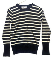 Load image into Gallery viewer, ZARA Sweater Womens Medium Black Taupe Striped Pullover Outerwear Knitted Ladies
