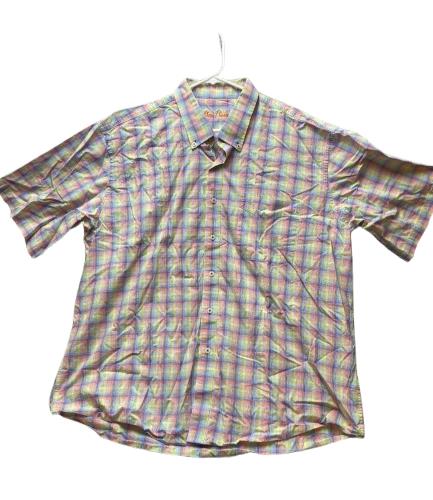 Alan Flusser Shirt Adult 2XL Rainbow Plaid Button Up Embroidered Logo Casual Men