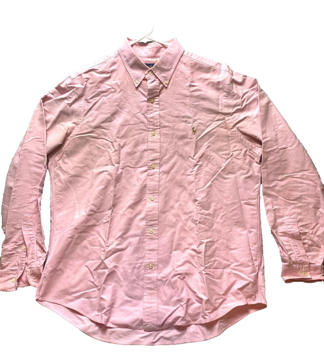 Ralph Lauren Shirt Adult Extra Large Pink Classic Fit Flesh Pony Button Up Mens