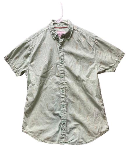 Drill Clothing Shirt Adult Medium Mint Green Button Up AOP Pineapple Casual Mens