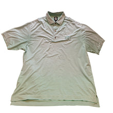 Load image into Gallery viewer, FootJoy Polo Shirt Mens Large Green and White Stripe Golf Performance Athleisure
