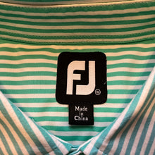 Load image into Gallery viewer, FootJoy Polo Shirt Mens Large Green and White Stripe Golf Performance Athleisure
