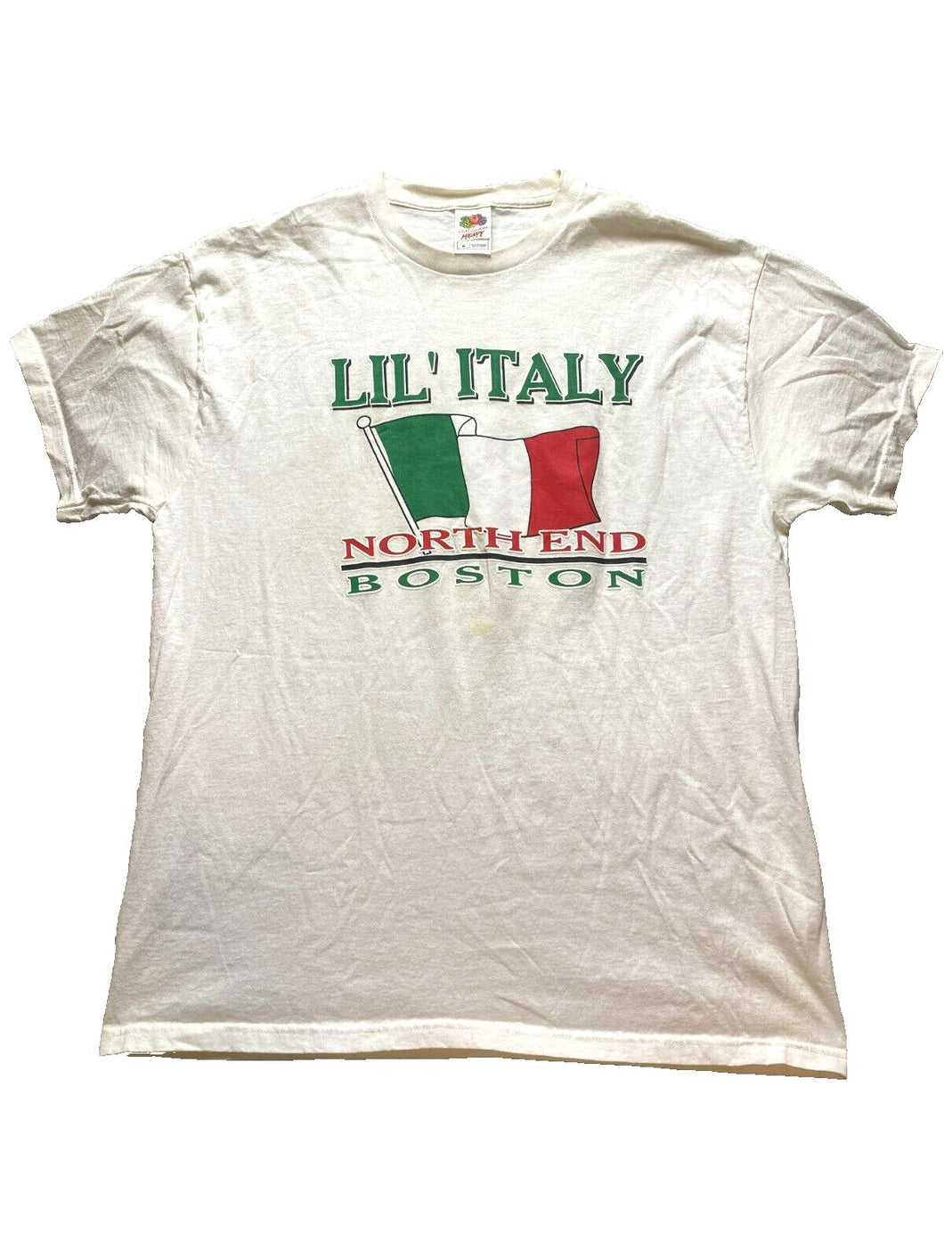 VTG Lil' Italy Shirt Adult Extra Large Ivory North End Boston Sportswear Mens
