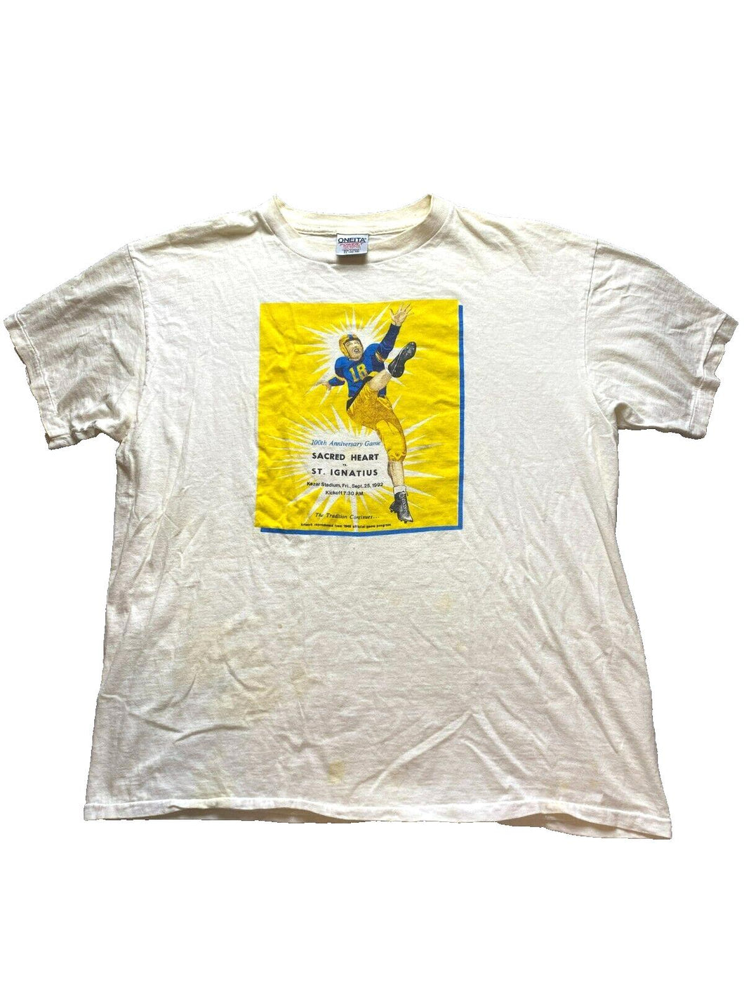 VTG St Ignatius vs Sacred Heart Shirt Adult Extra Large Beige Single Stitch Mens