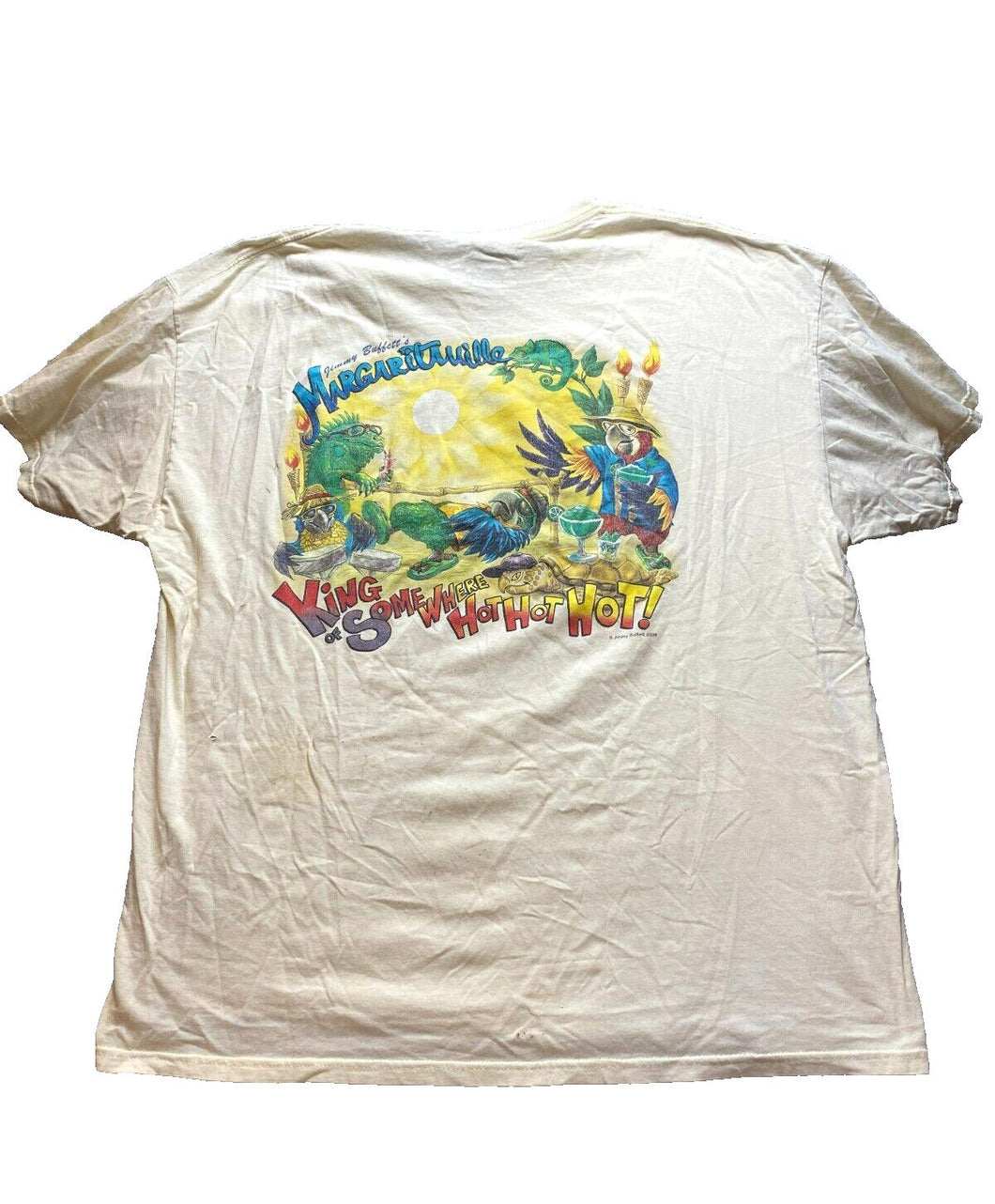 VTG Jimmy Buffet Margaritaville Shirt Adult 2XL XXL Pale Yellow Hot Cozumel Mens
