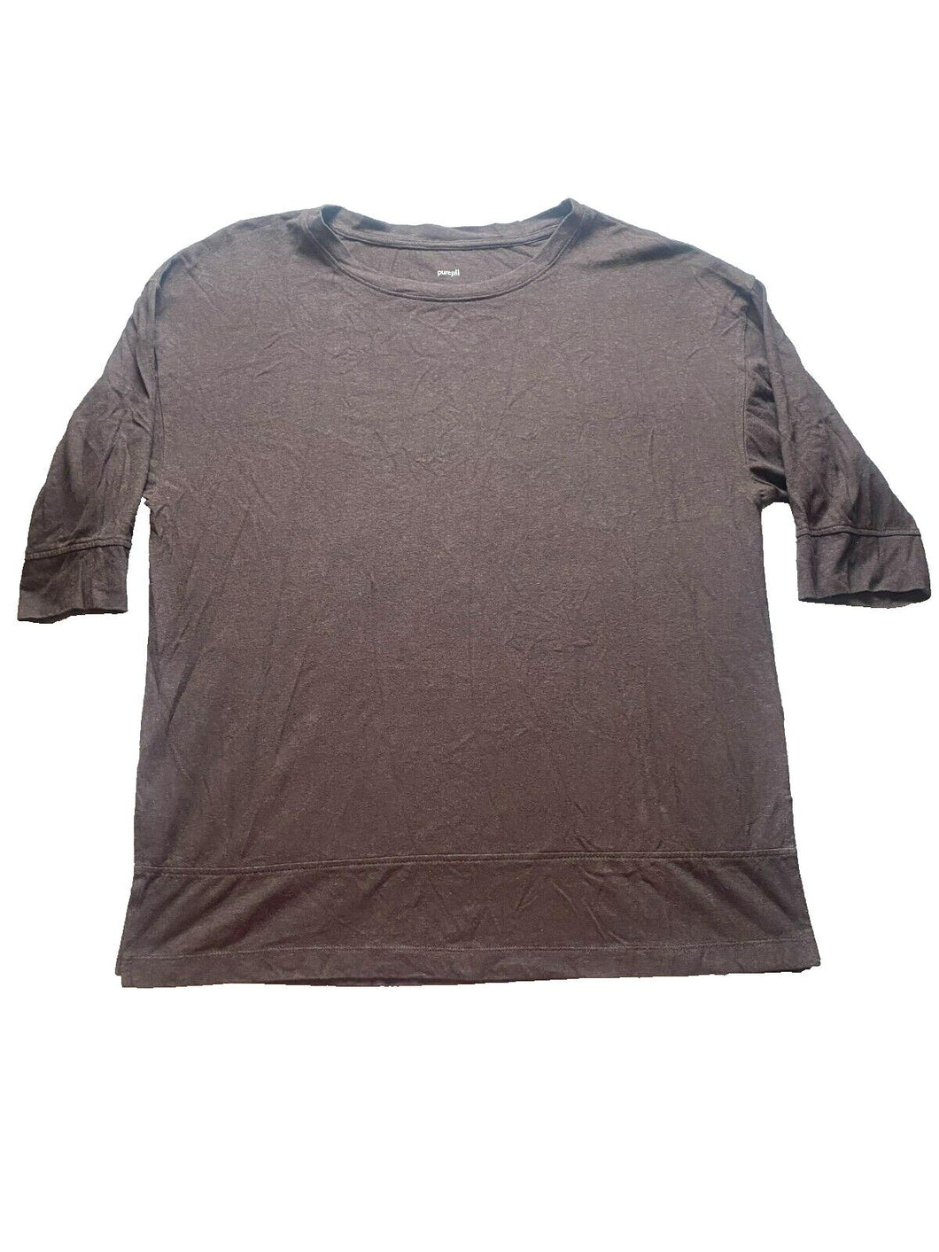 J Jill Shirt Womens Medium Brown Purejill Knit Tunic Seamed Blouse Oversized