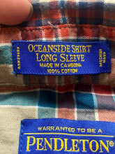 Load image into Gallery viewer, Pendleton Shirt Adult Large Beige Red Blue Oceanside Woolen Mills Madras Mens
