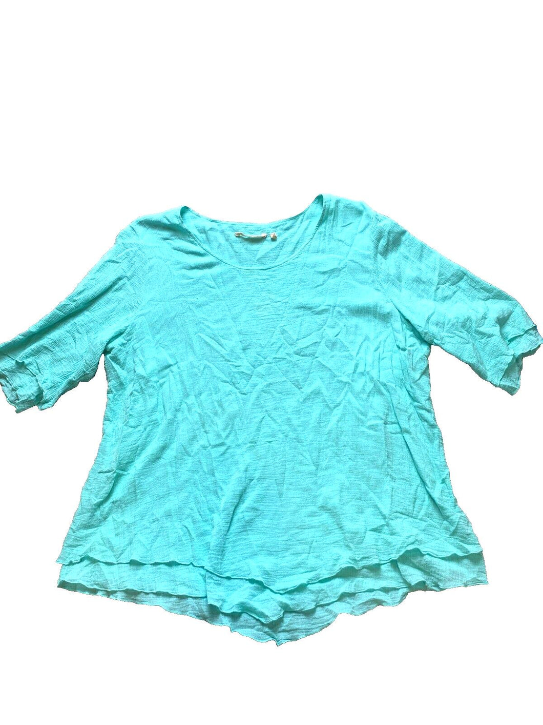 Soft Surroundings Shirt Adult 2X Aqua Green Layered Flowy Boho Blouse Plus Lady
