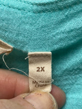 Load image into Gallery viewer, Soft Surroundings Shirt Adult 2X Aqua Green Layered Flowy Boho Blouse Plus Lady
