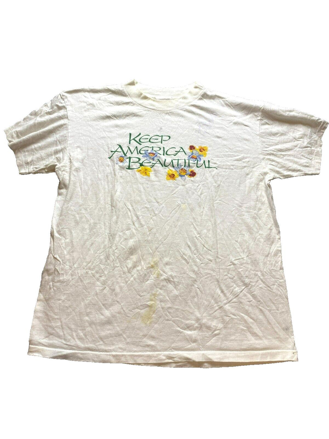 VTG Keep America Beautiful Shirt Womens 3XL Flower Artsy Naturecore USA 80s Lady